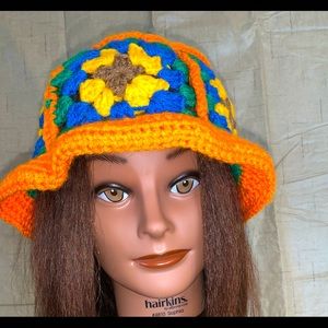 Handmade Crochet Granny Square Bucket Hat